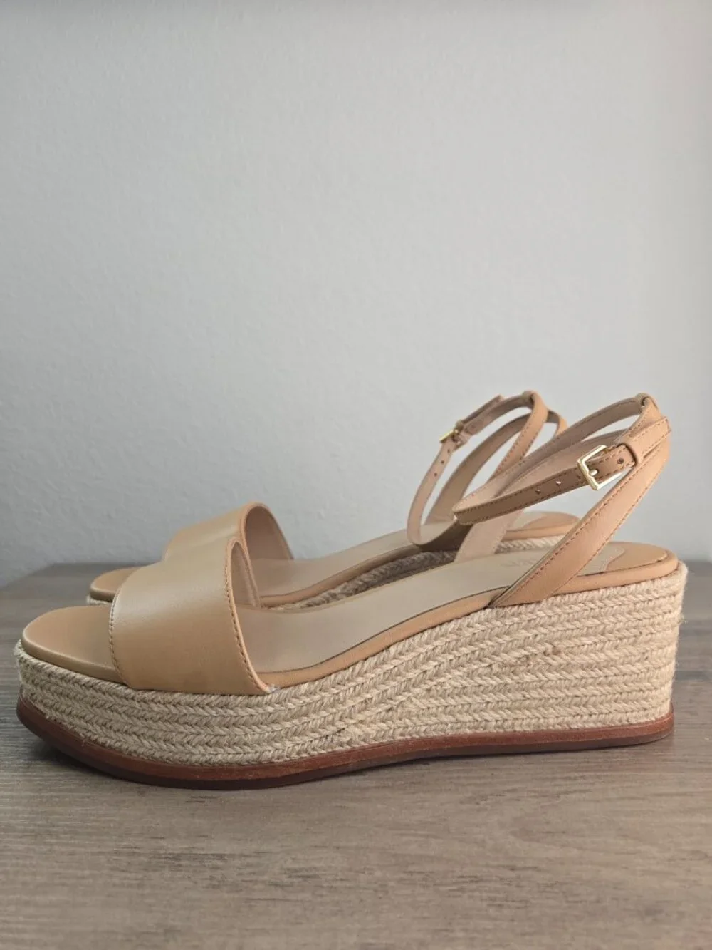 Lauren Ralph Lauren Leona Espadrille Wedge Sandal Buff Soft Nappa Various Sizes
